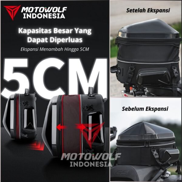 Motowolf Tail Bag Tas Motor Touring Multifungsi Tas Helm 44L MDL0705B - Image 2