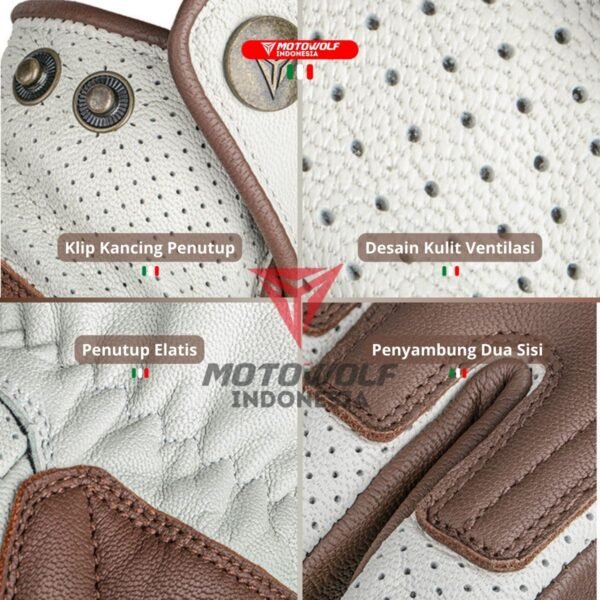 Motowolf Sarung Tangan Motor Retro Kulit Touchscreen Soft Protector 0345 - Image 6