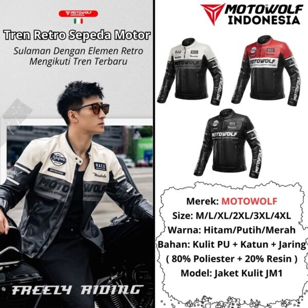 Motowolf Jaket Motor Kulit Pria Touring Kasual Retro Thermal Lock Plus CE Level 1 JM1 - Image 7