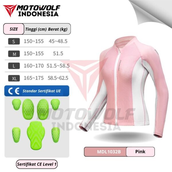 Motowolf Inner Protector Baju Riding Touring Wanita Safety 7 Area 1032B - Image 9