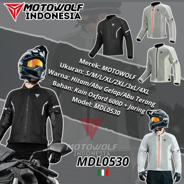Motowolf Jaket Touring Motor Mesh Plus Protector Musim Panas 0530 - Image 2