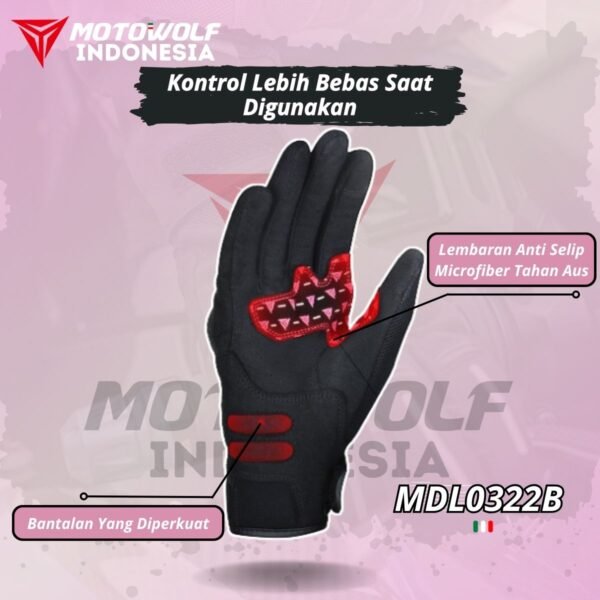 Motowolf Sarung Tangan Motor Casual Sunmori Cewek Adem Soft Protector 0322B - Image 5