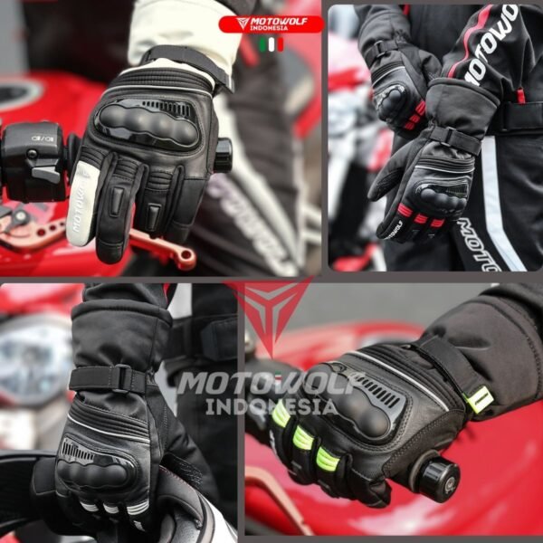 Motowolf Sarung Tangan Waterproof + Whiper Anti Air Hangat Touchscreen 0318