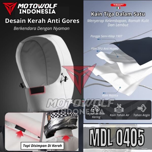 Motowolf Jas Hujan Motor Premium Jaket Poliester Lv4 All Season 0405 - Image 4