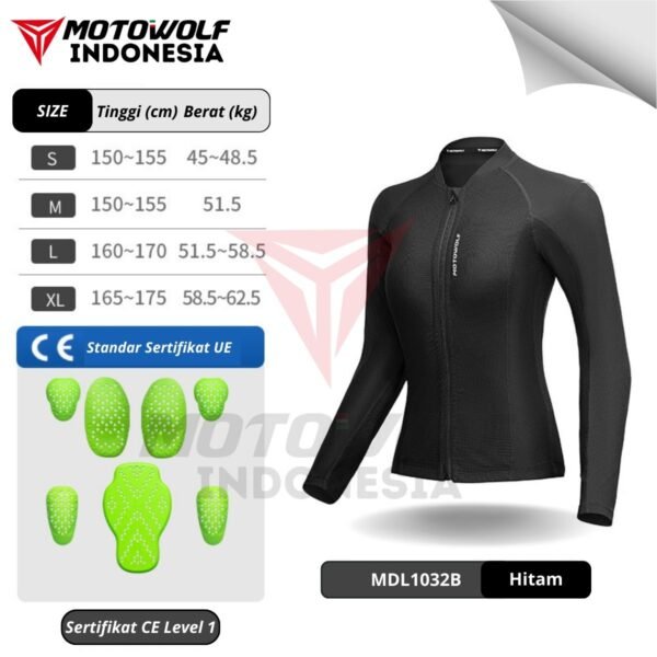Motowolf Inner Protector Baju Riding Touring Wanita Safety 7 Area 1032B - Image 10