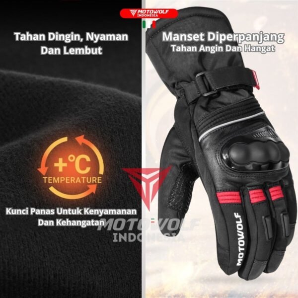 Motowolf Sarung Tangan Waterproof + Whiper Anti Air Hangat Touchscreen 0318 - Image 6