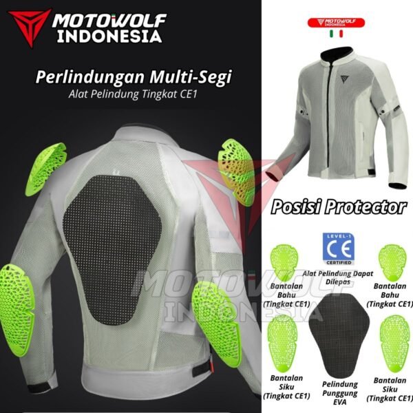 Motowolf Jaket Touring Motor Mesh Plus Protector Musim Panas 0530 - Image 7