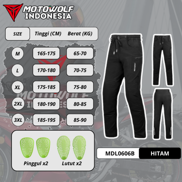 Motowolf Celana Touring Motor Cargo Plus Protector Polyamide Fibre Stretch 0606B - Image 10