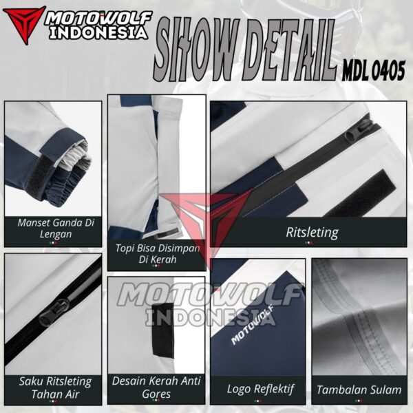 Motowolf Jas Hujan Motor Premium Jaket Poliester Lv4 All Season 0405 - Image 3