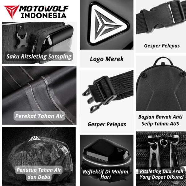 Motowolf Tail Bag Tas Motor Touring Multifungsi Tas Helm 44L MDL0705B - Image 4