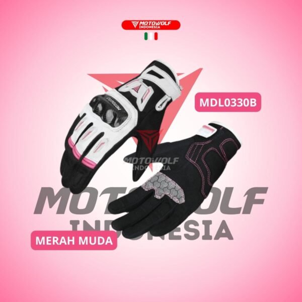 Motowolf Sarung Tangan Motor Touch Screen Premium Biker Glove Cewek Protector 0330B - Image 8