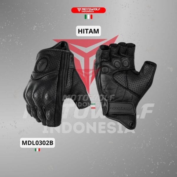 Sarung Tangan Motor Kulit Half Finger Motowolf 0302B - Image 8