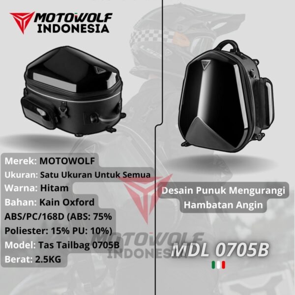 Motowolf Tail Bag Tas Motor Touring Multifungsi Tas Helm 44L MDL0705B - Image 6