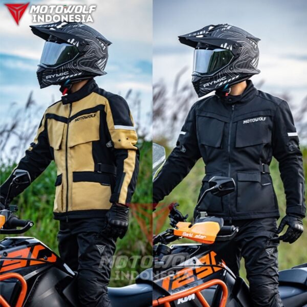 Jaket Touring Motor Waterproof Protector CE1 5 Sisi + Inner Heater Motowolf JM3