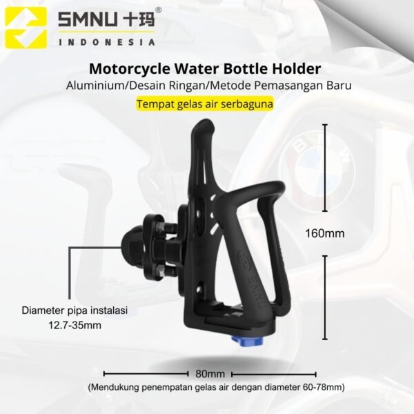 SMNU Tempat Botol Minum Universal | Motor Bottle Holder Paduan Aluminium Anti Karat - Image 2