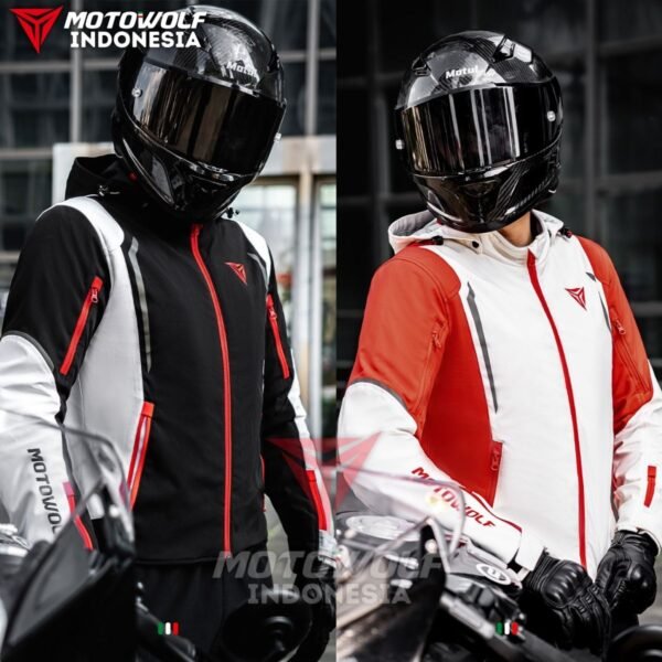 Jaket Touring Motor Windbreaker Water Repellent Protector 7 Sisi Warm Liner Motowolf JM5