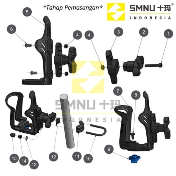 SMNU Tempat Botol Minum Universal | Motor Bottle Holder Paduan Aluminium Anti Karat - Image 12