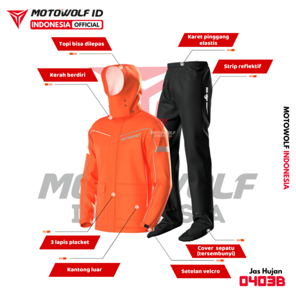 Motowolf Jas Hujan Motor Trendy Jaket 4 Musim 0403B - Image 3