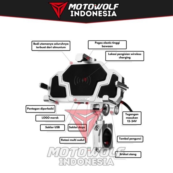 Phone Holder Motor Shockproof Aluminium Motowolf Stabilizer 2826 - Image 8