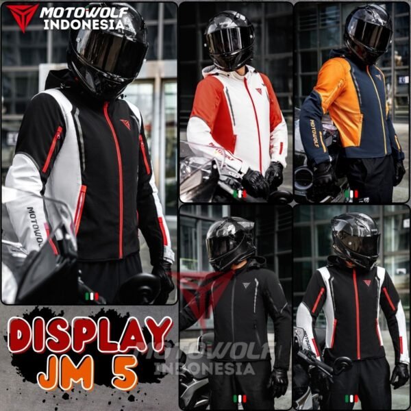 Jaket Touring Motor Windbreaker Water Repellent Protector 7 Sisi Warm Liner Motowolf JM5 - Image 3