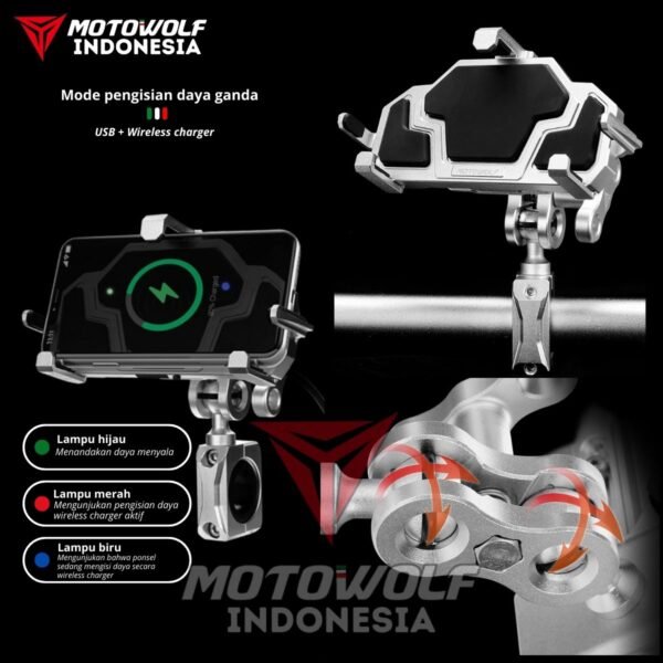 Phone Holder Motor Shockproof Aluminium Motowolf Stabilizer 2826 - Image 7