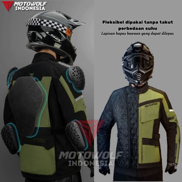 Jaket Touring Motor Waterproof Protector CE1 5 Sisi + Inner Heater Motowolf JM3 - Image 5