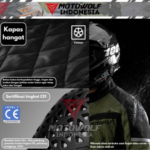 Jaket Touring Motor Waterproof Protector CE1 5 Sisi + Inner Heater Motowolf JM3 - Image 7