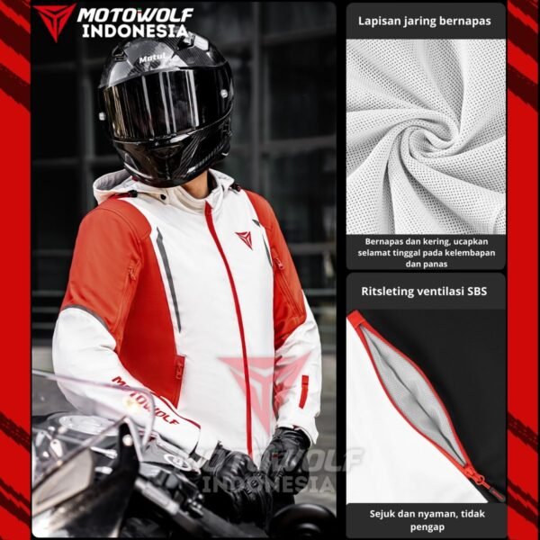 Jaket Touring Motor Windbreaker Water Repellent Protector 7 Sisi Warm Liner Motowolf JM5 - Image 8