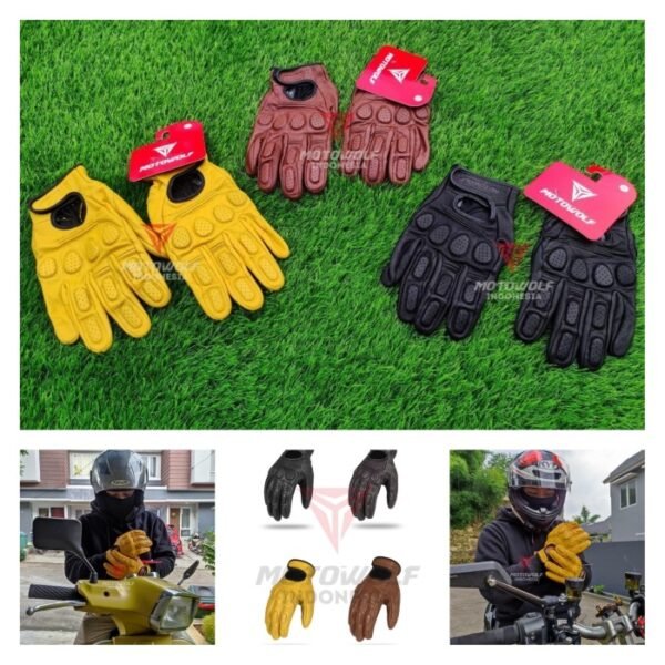 Sarung Tangan Kulit Motowolf Breathable Sepeda Motor 0311 - Image 6