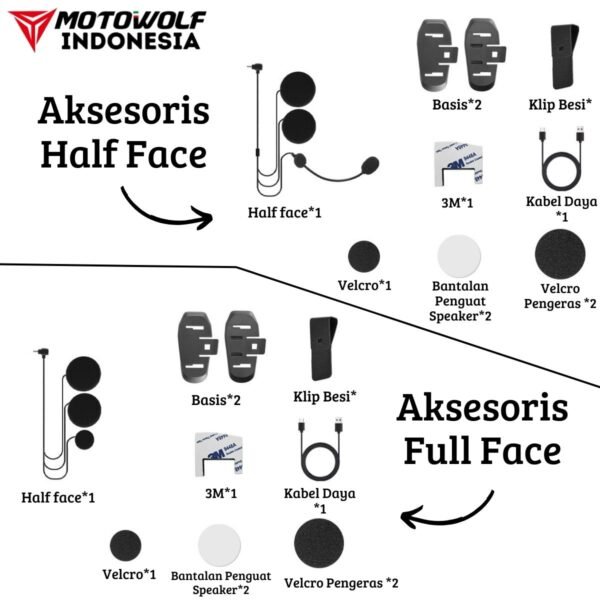Motowolf Speaker Blouetooth Headset Audio Intercom Baterai 70 Jam Standby ENC Jernih Full Face & Half Face BH1 - Image 5