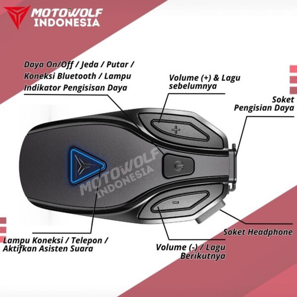 Motowolf Speaker Blouetooth Headset Audio Intercom Baterai 70 Jam Standby ENC Jernih Full Face & Half Face BH1 - Image 12